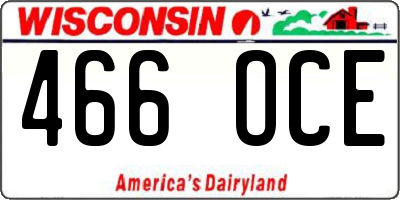 WI license plate 466OCE