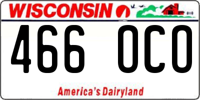 WI license plate 466OCO