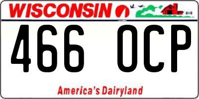 WI license plate 466OCP