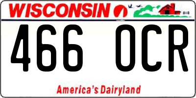 WI license plate 466OCR