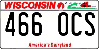WI license plate 466OCS