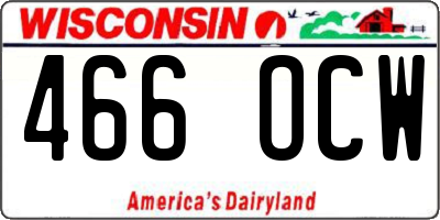 WI license plate 466OCW
