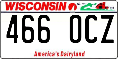 WI license plate 466OCZ
