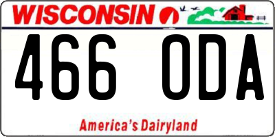 WI license plate 466ODA