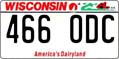 WI license plate 466ODC