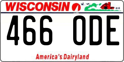 WI license plate 466ODE
