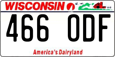 WI license plate 466ODF