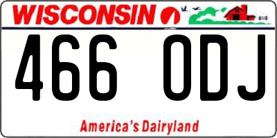 WI license plate 466ODJ