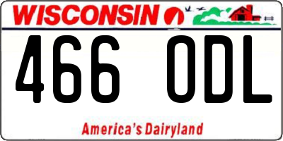WI license plate 466ODL