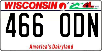 WI license plate 466ODN
