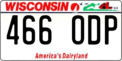 WI license plate 466ODP
