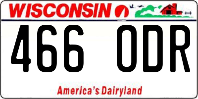 WI license plate 466ODR