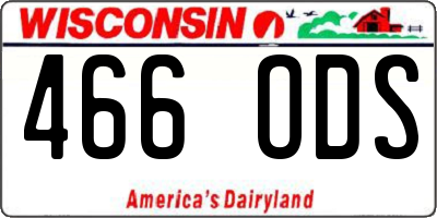 WI license plate 466ODS