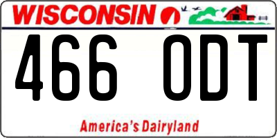 WI license plate 466ODT