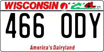 WI license plate 466ODY