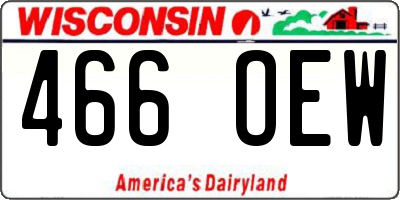 WI license plate 466OEW