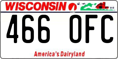 WI license plate 466OFC