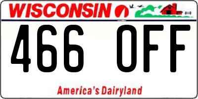 WI license plate 466OFF