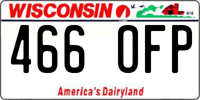 WI license plate 466OFP