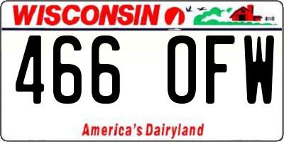 WI license plate 466OFW