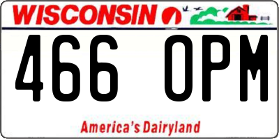 WI license plate 466OPM