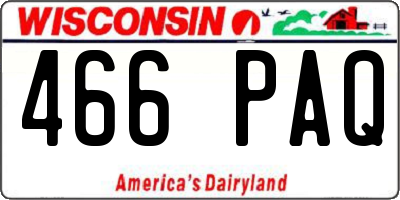 WI license plate 466PAQ