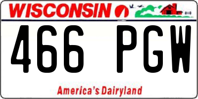 WI license plate 466PGW