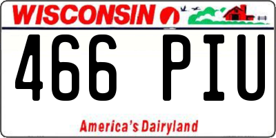 WI license plate 466PIU