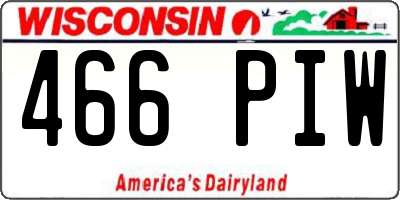 WI license plate 466PIW