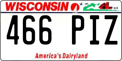 WI license plate 466PIZ