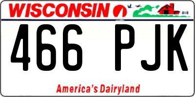 WI license plate 466PJK