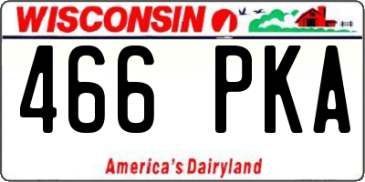 WI license plate 466PKA