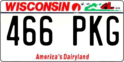 WI license plate 466PKG