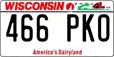 WI license plate 466PKO