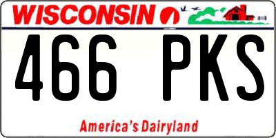 WI license plate 466PKS