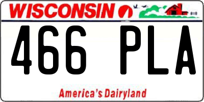 WI license plate 466PLA