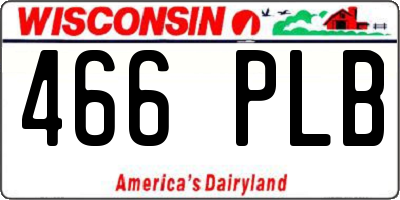 WI license plate 466PLB
