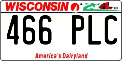 WI license plate 466PLC