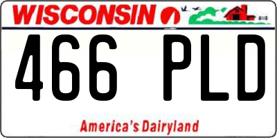WI license plate 466PLD