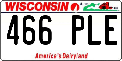 WI license plate 466PLE