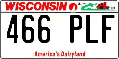 WI license plate 466PLF