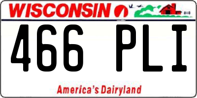WI license plate 466PLI