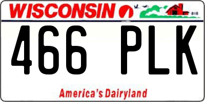 WI license plate 466PLK