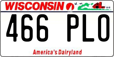 WI license plate 466PLO