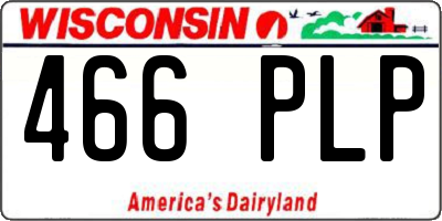 WI license plate 466PLP