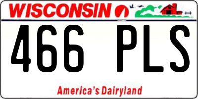 WI license plate 466PLS