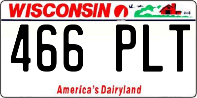 WI license plate 466PLT