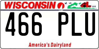 WI license plate 466PLU