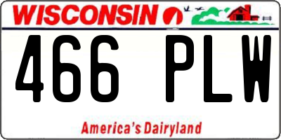 WI license plate 466PLW
