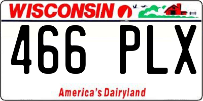 WI license plate 466PLX